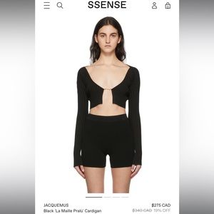 Jacquemus black la maille pralu cardigan size 36